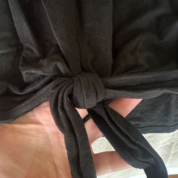 Zara Tie-Front Black Blouse Oversized Boxy Size S - Picture 5 of 6